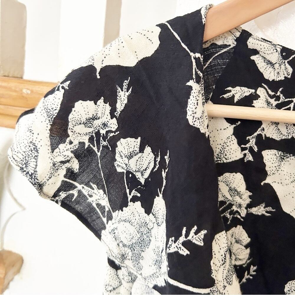 Free People Black White Flutter Sleeve French Quarter Printed Mini Dress Size M - Picture 6 of 8